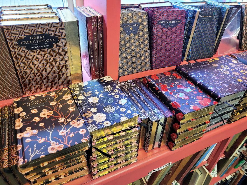 A shelf full of new classic editions of books